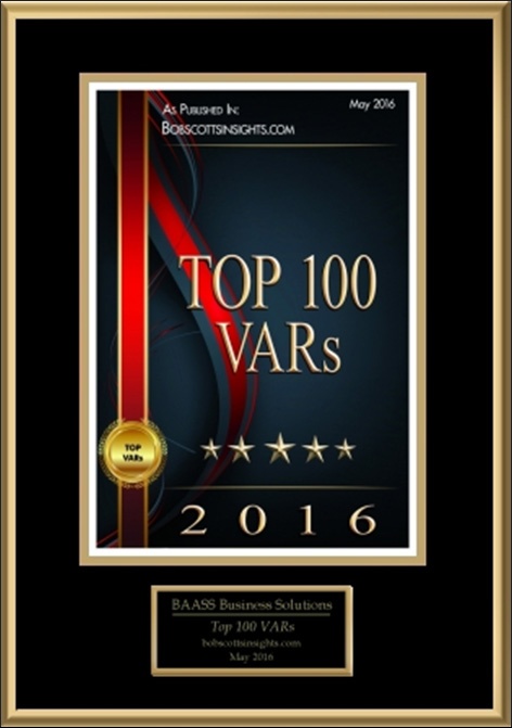 BAASS in Bob Scott's Insights 2016 Top 100 VARs at No. 25