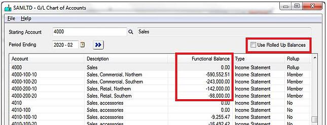 What does Sage GL Account Roll-up function do?