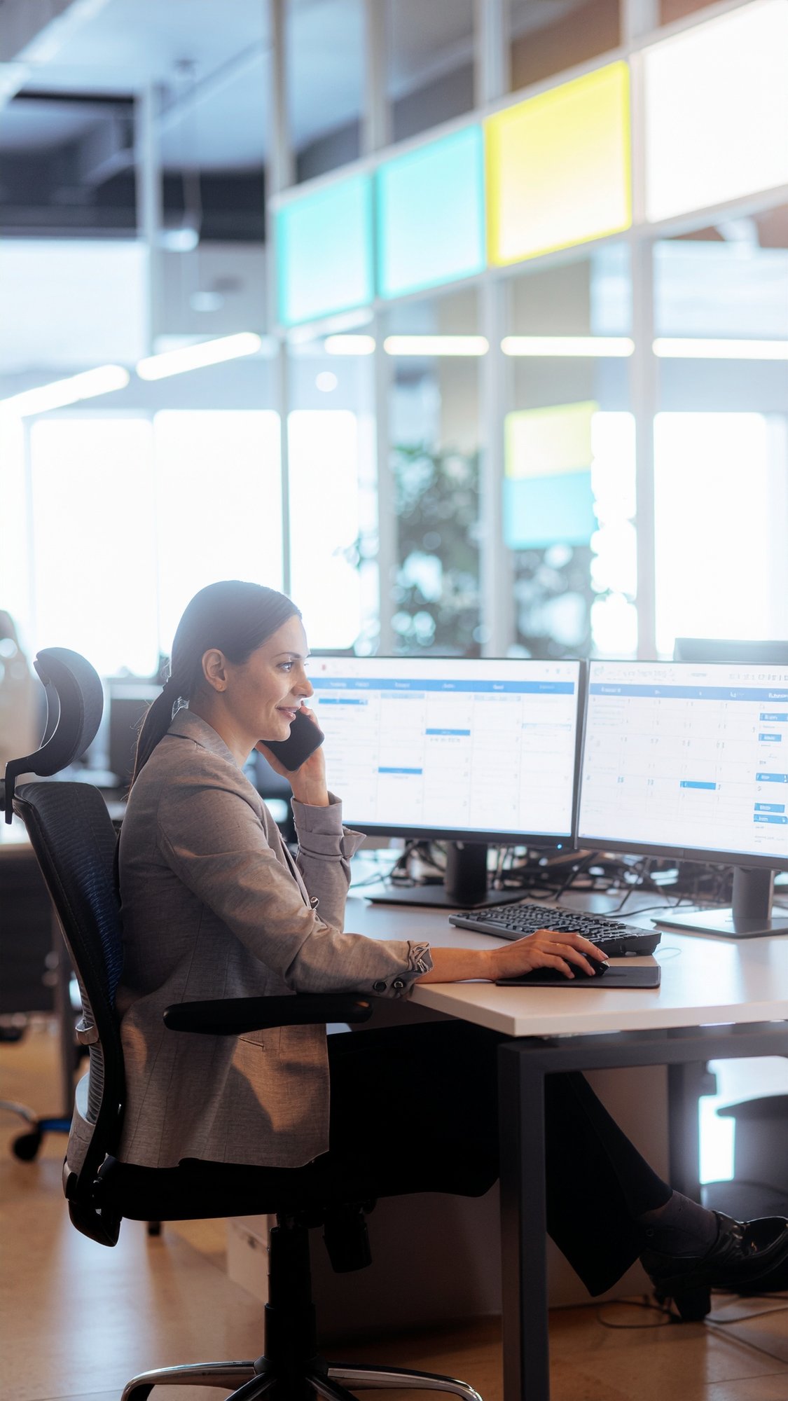 Firefly_Create a vertically oriented, photorealistic image of a professional woman office wor 765330