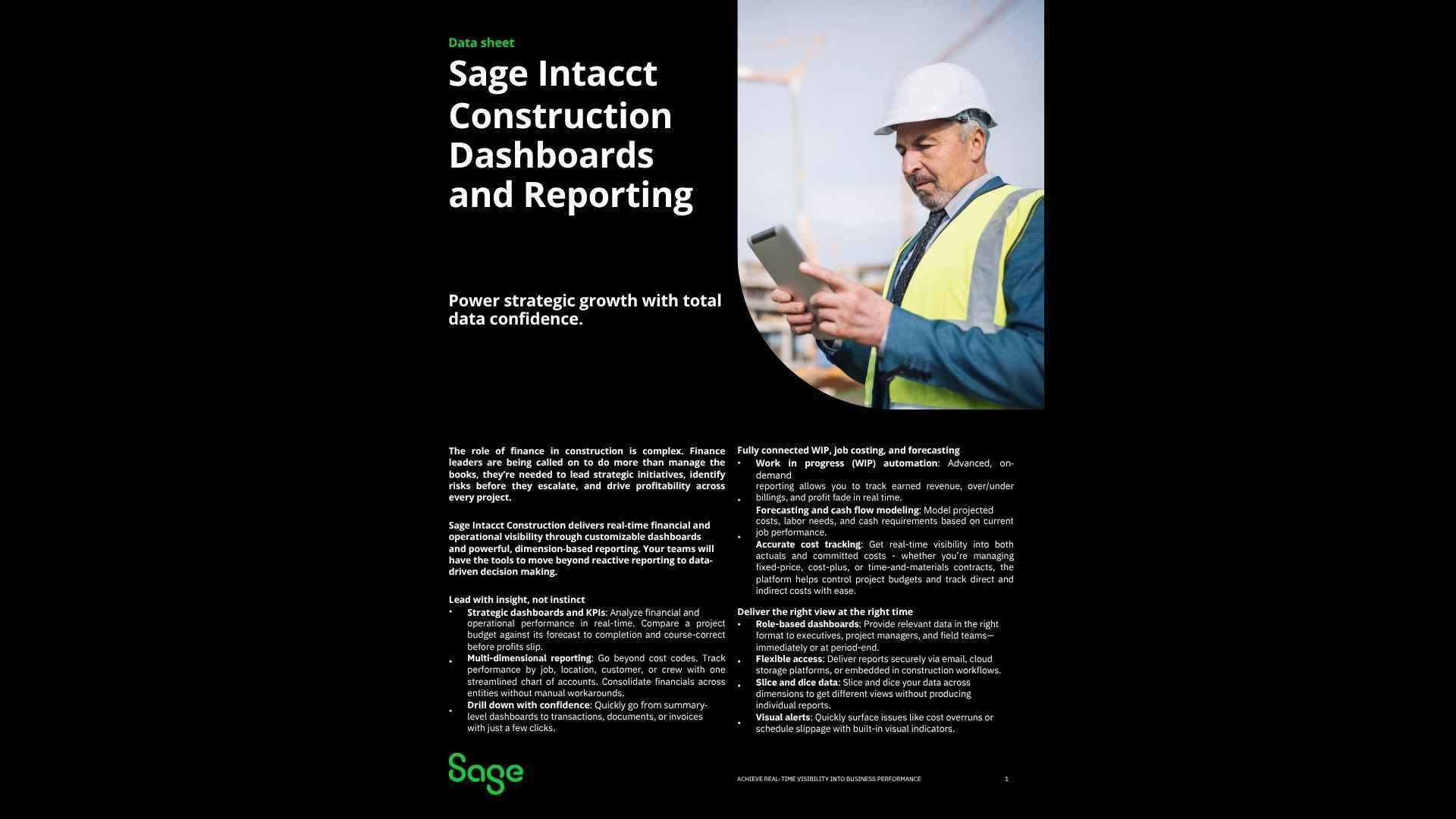 Sage Intacct Construction Dashboards and Reporting