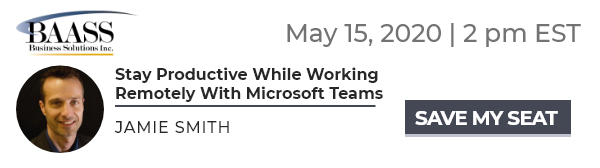 Upcoming Webinar - Jamie Smith - MS Teams - May 15 2020